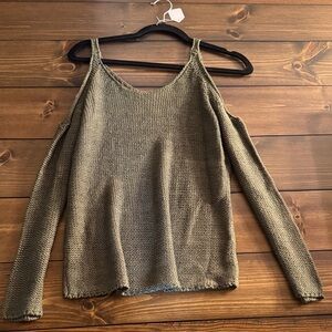 Alya Off-the-Shoulder Olive Sweater